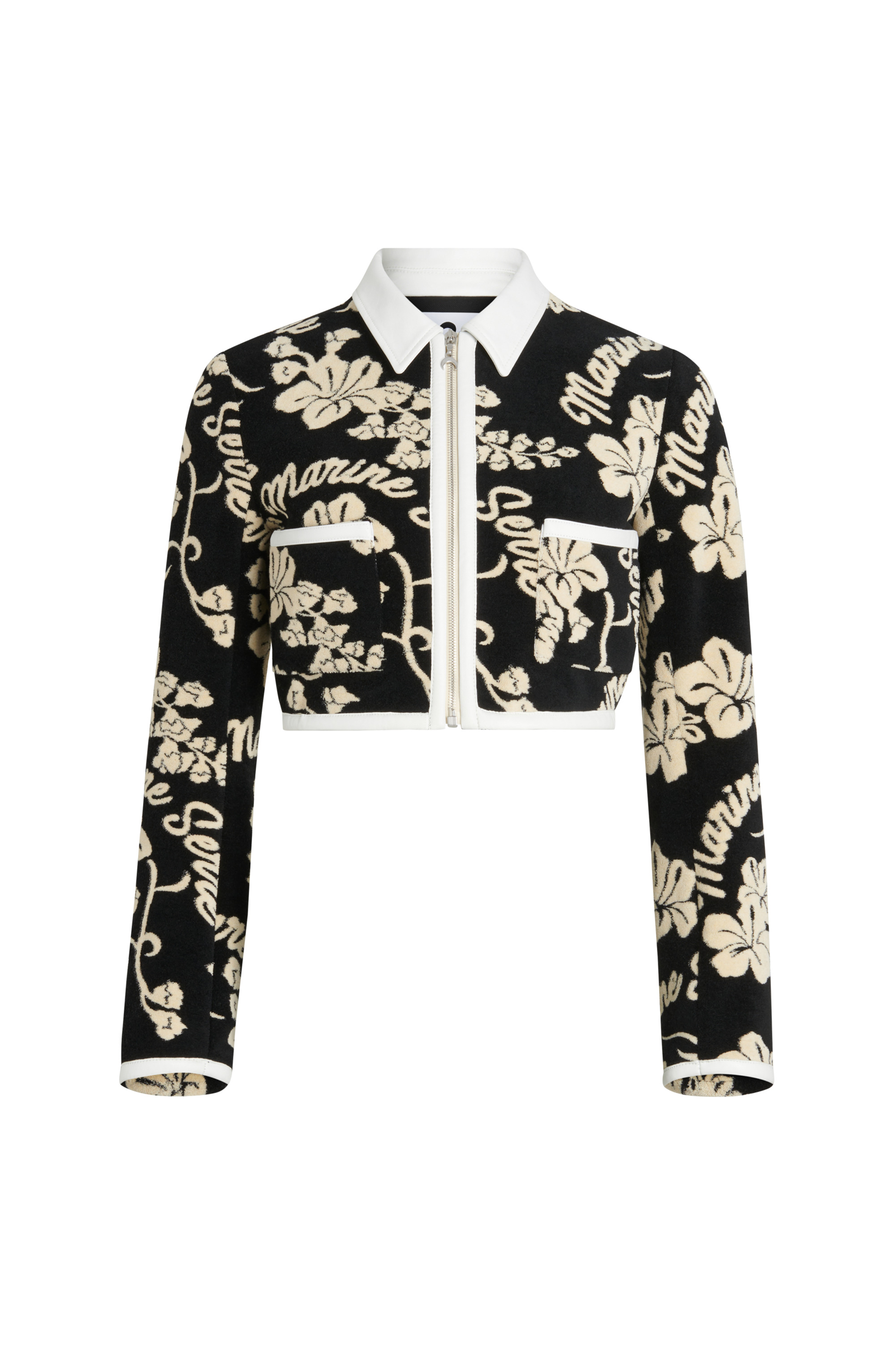 Jersey Jacquard Towels Cropped Jacket - 1