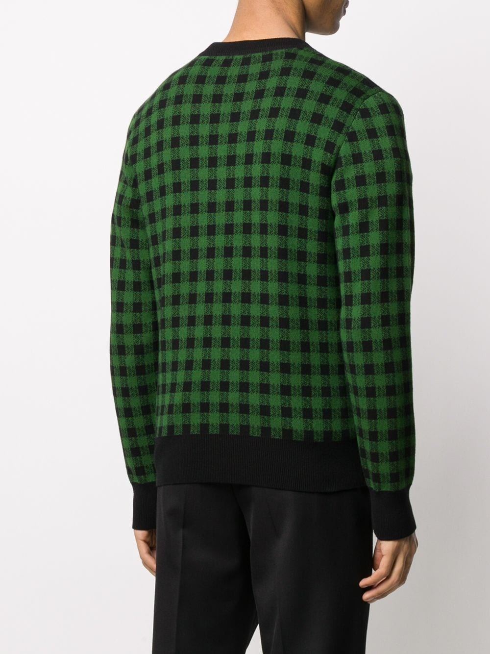 gingham jacquard V-neck jumper - 4