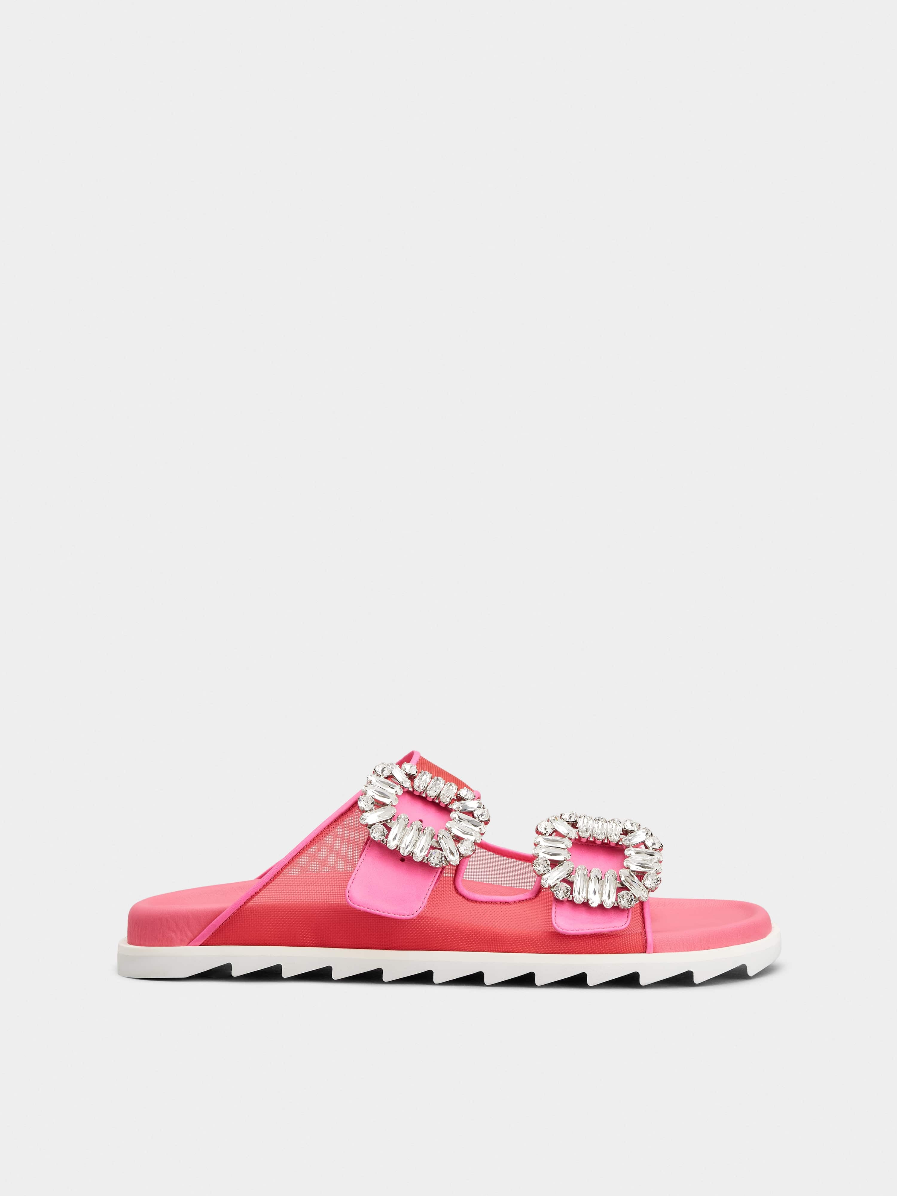 Slidy Viv' Strass Buckle Mules in Fabric - 1