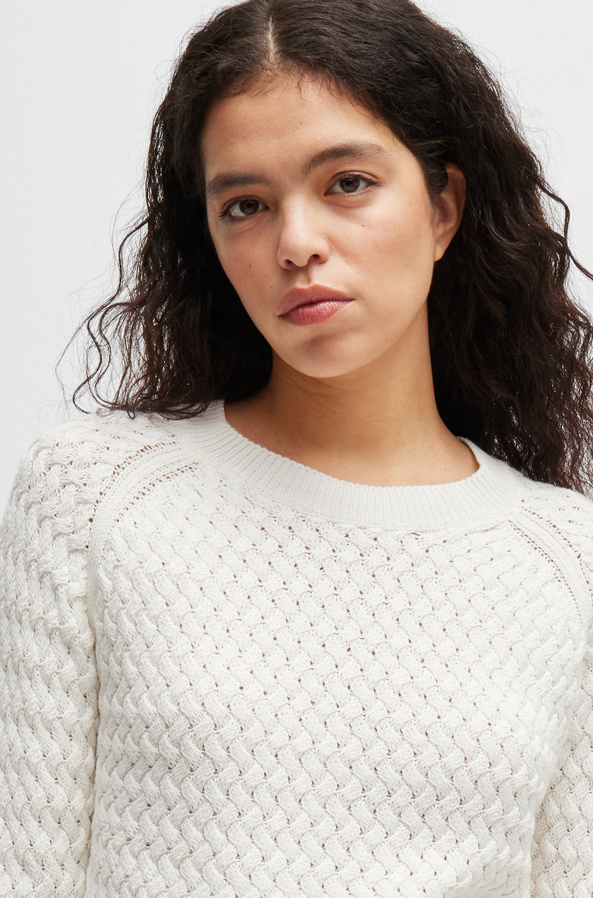 COTTON SWEATER WITH MIXED STRUCTURES - 5