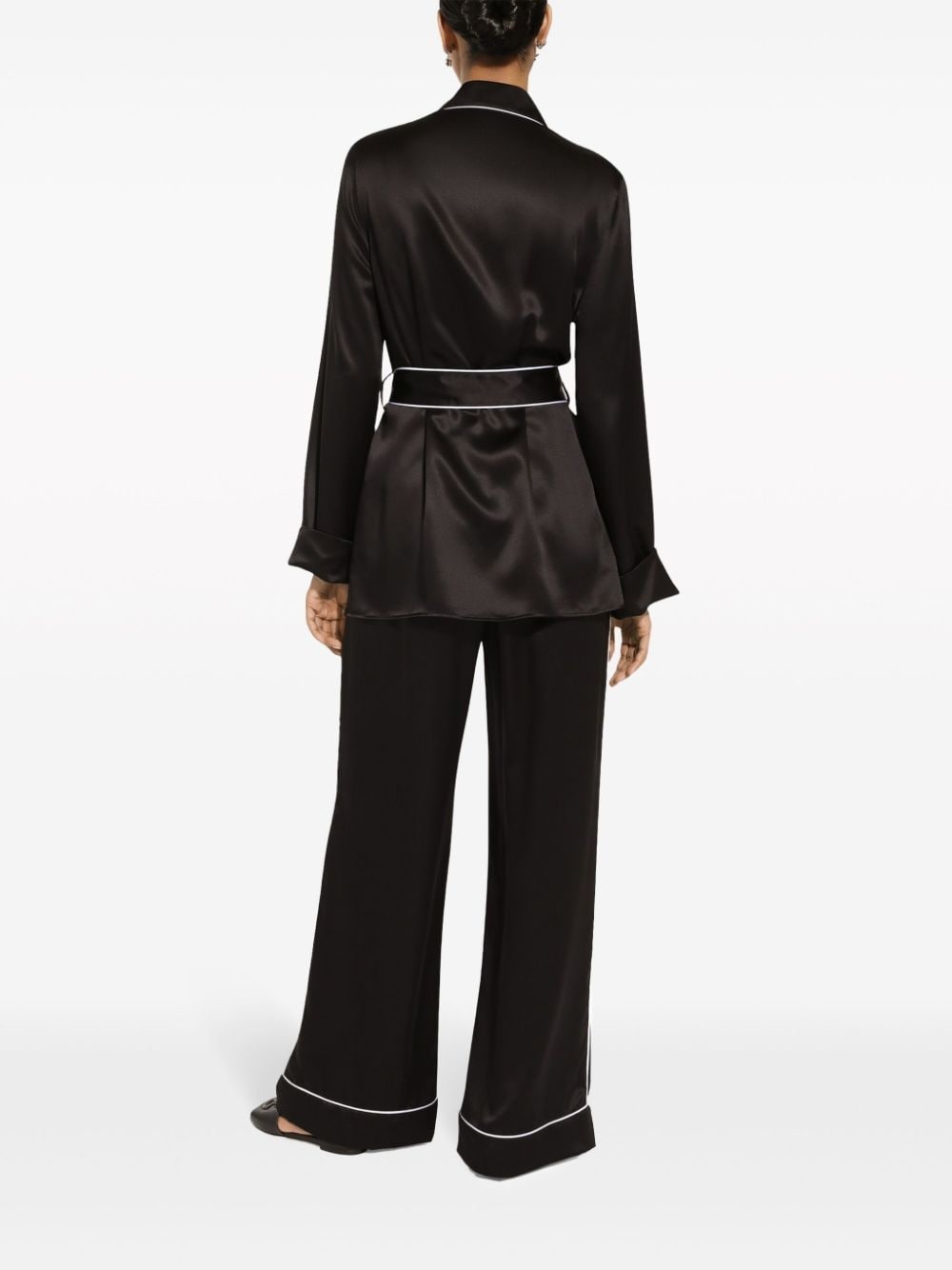 elasticated-waist silk palazzo trousers - 4