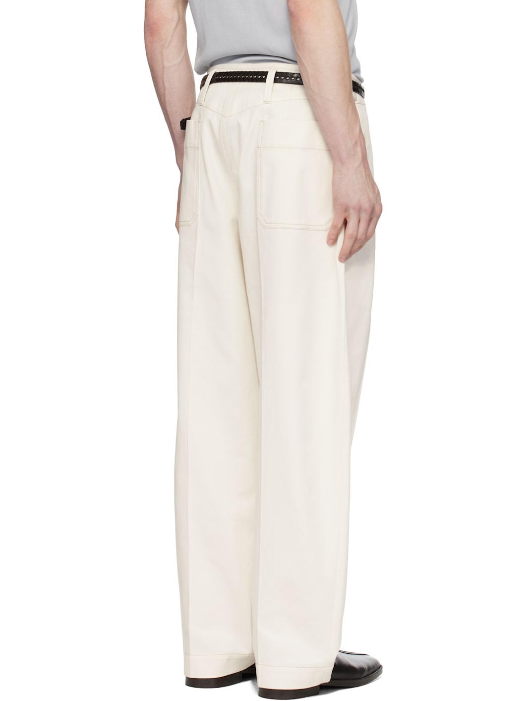 Off-White Pleated Carrot Trousers - 3