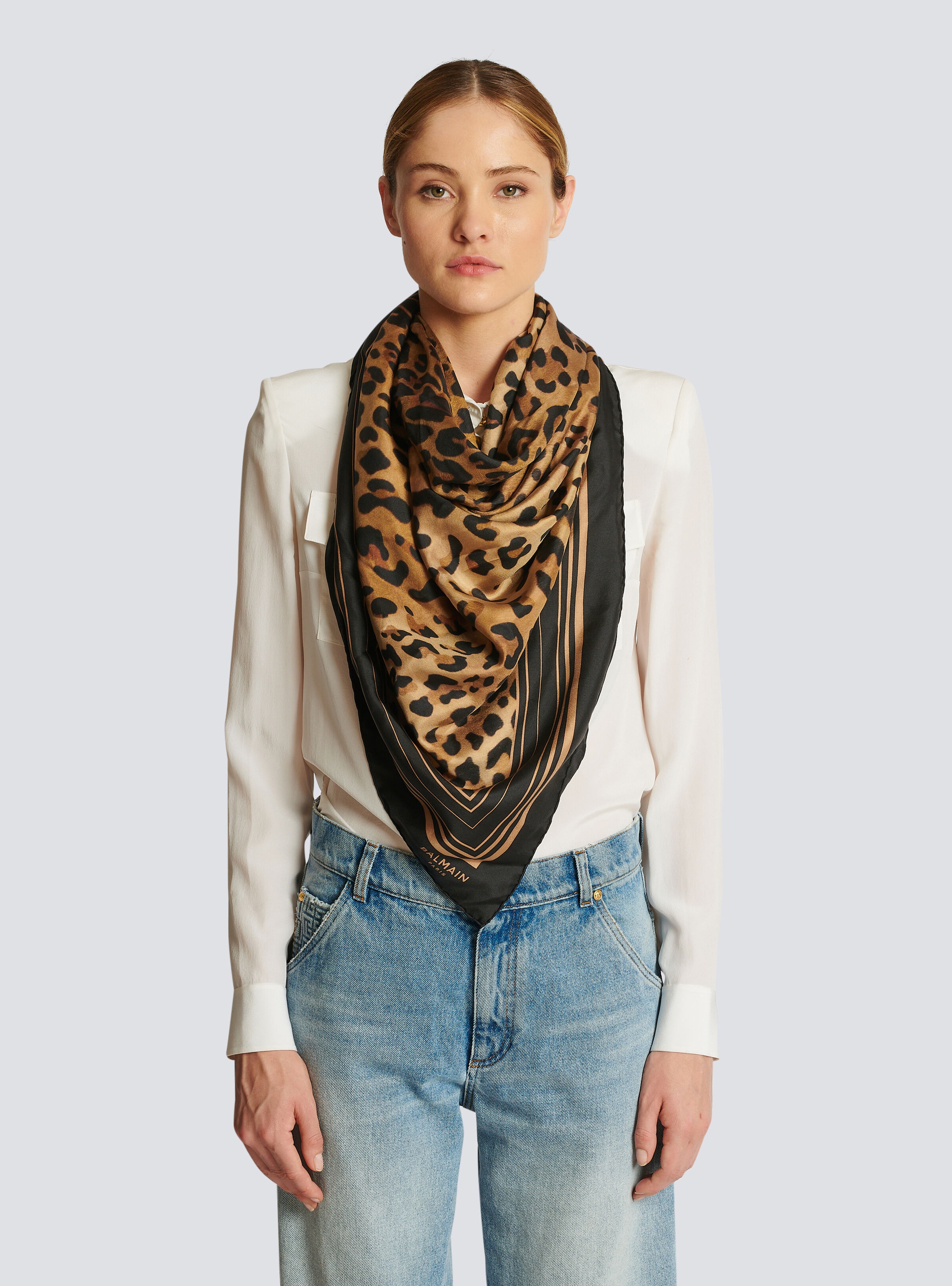 Leopard print silk scarf - 2