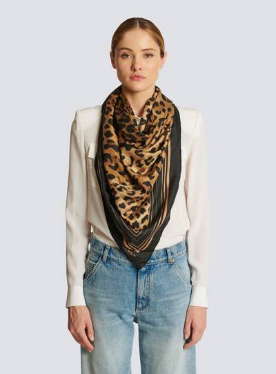Balmain Leopard print silk scarf outlook
