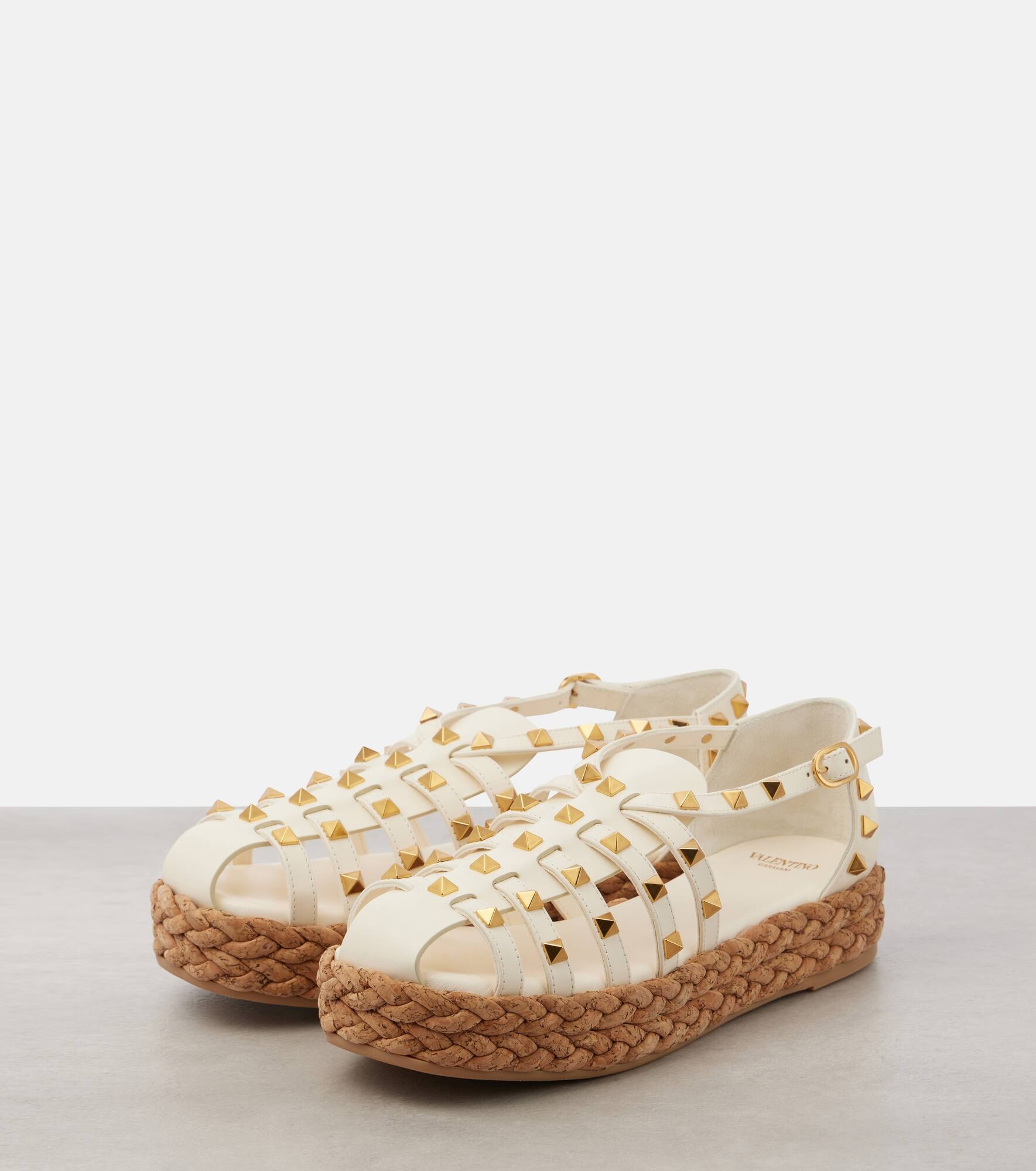 Rockstud Cork leather fisherman sandals - 4