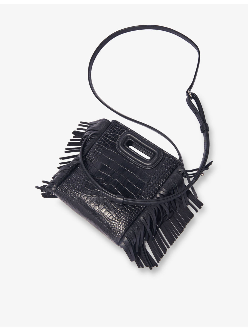 Fringed Mock-Croc Leather Cross-Body Bag - 4