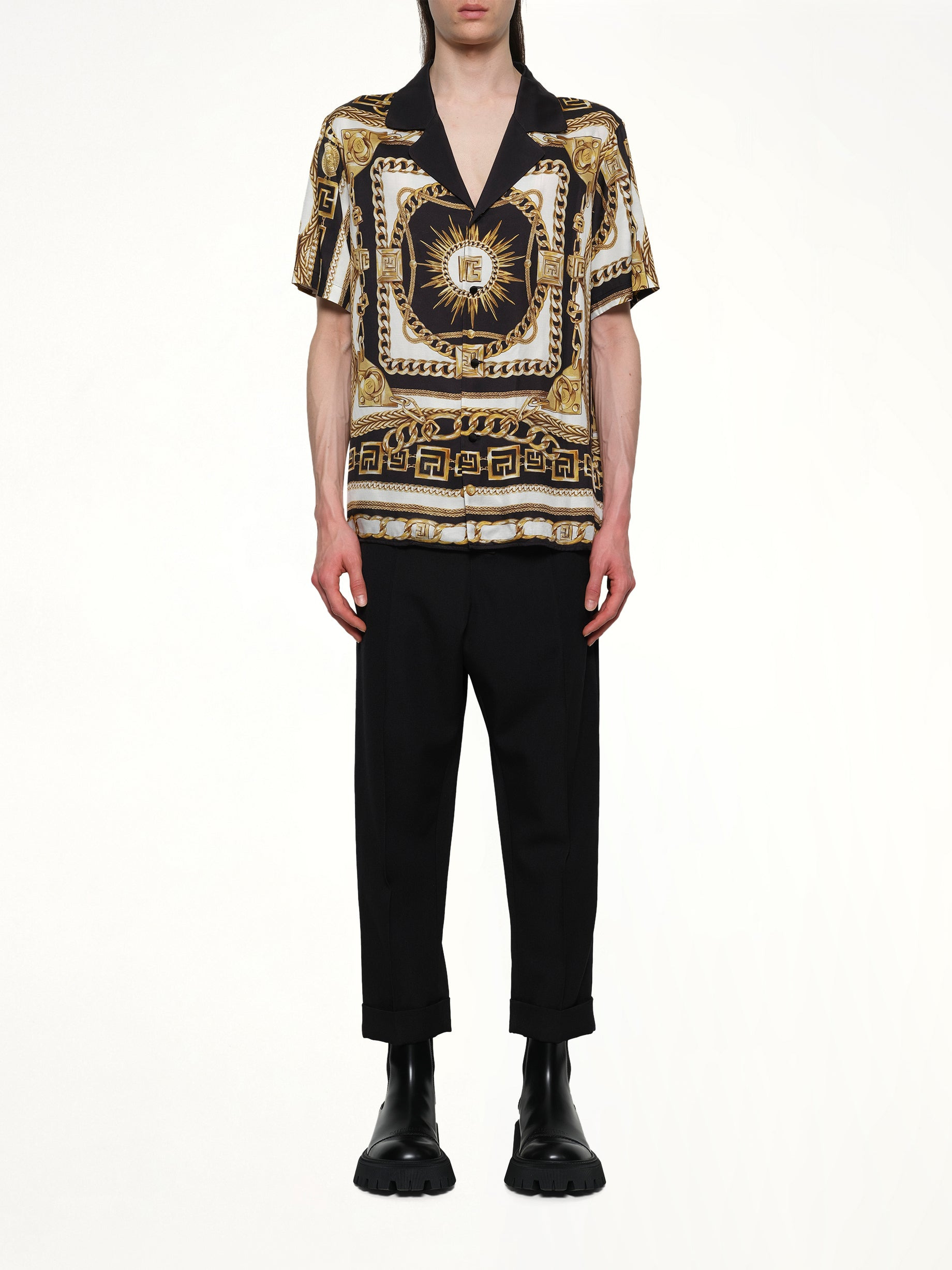 Foulard Print Shirt in Black/White/Gold - 7