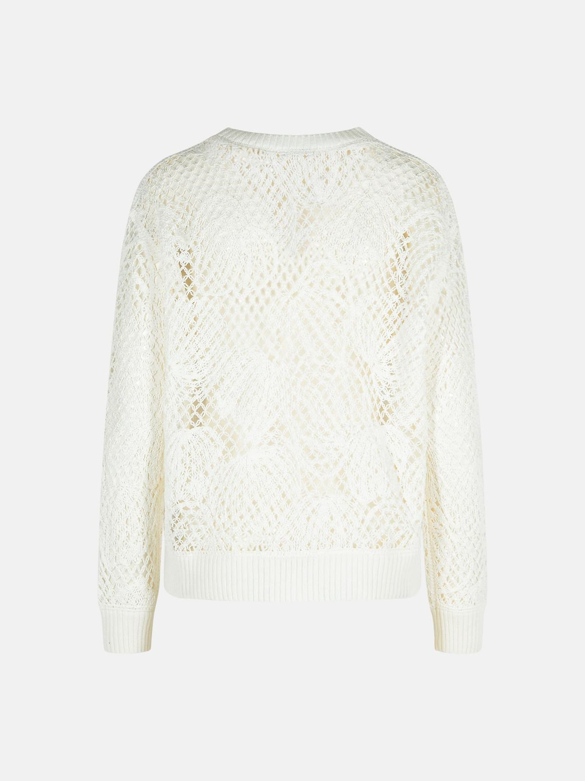 'FAREA' WHITE COTTON BLEND SWEATER - 3