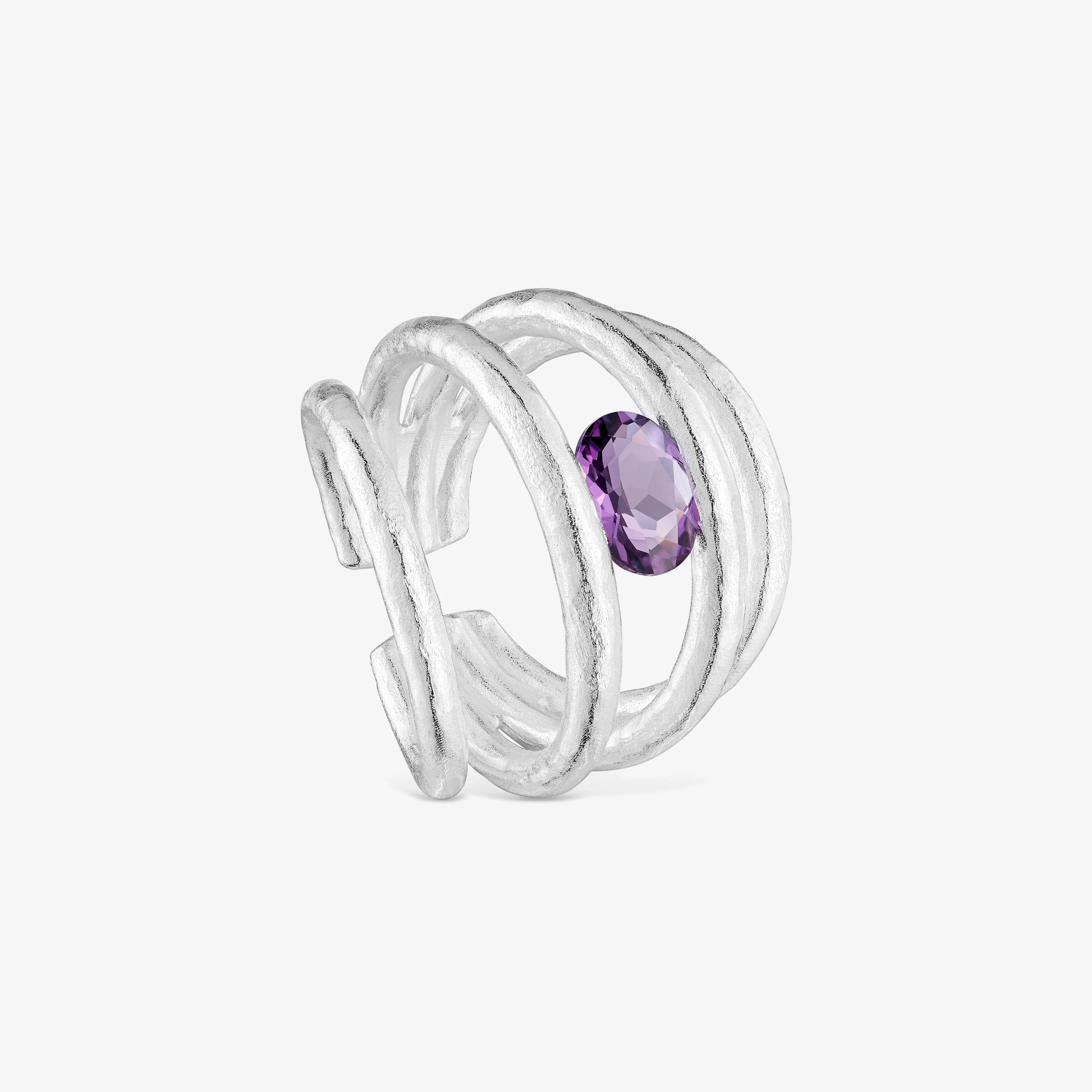 Silver open Ring with amethyst Duna - 1