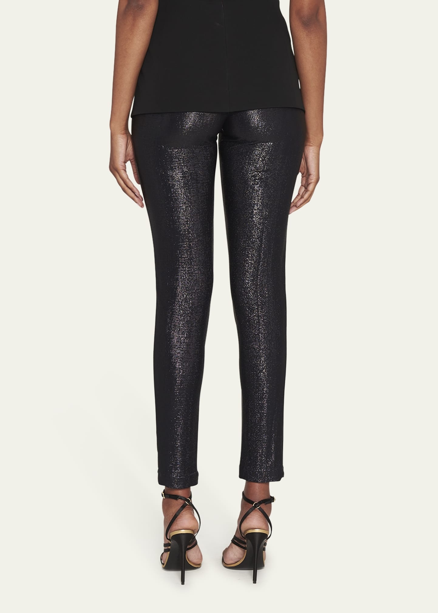 Metallic Sparkle Skinny-Leg Ankle Pants - 3