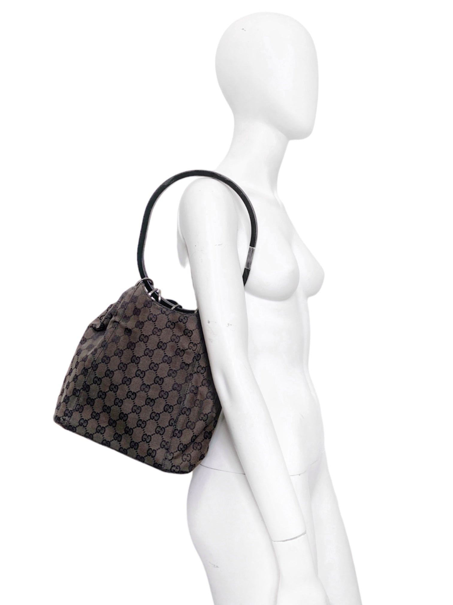 Gucci Fall 1999 Tom Ford Large Brown Monogram Bucket Acrylic Ring Bag - 3
