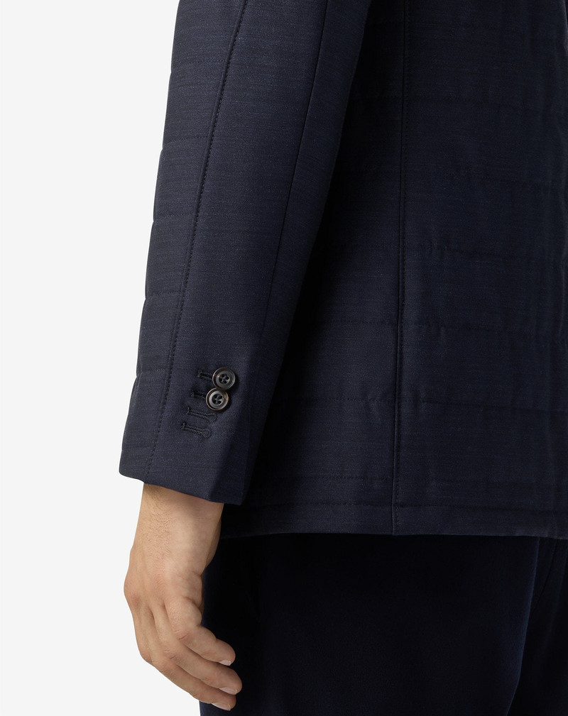 Blue stretch technical wool jacket with detachable vest 5