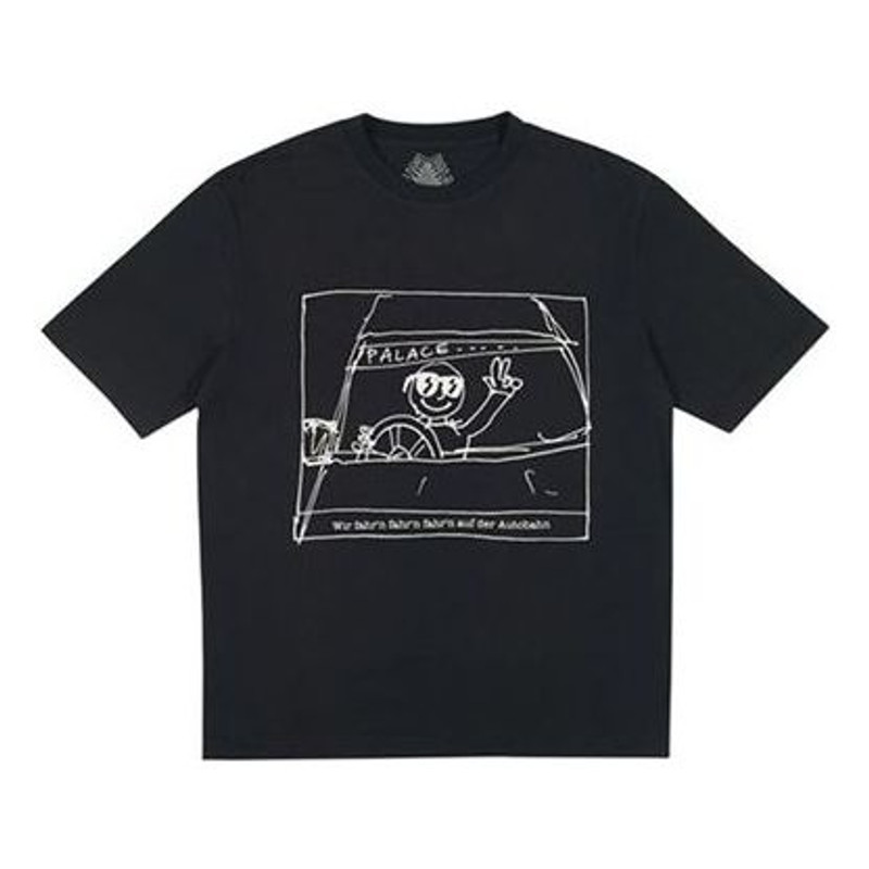 PALACE Autobahn T-Shirt Black Creative Printing Short Sleeve Unisex PAL-SS18-049 - 1