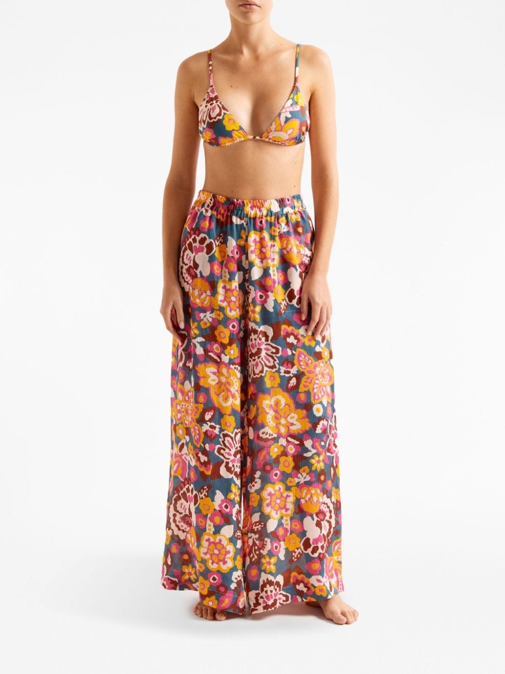 Cactus floral-print wide-leg trousers - 2