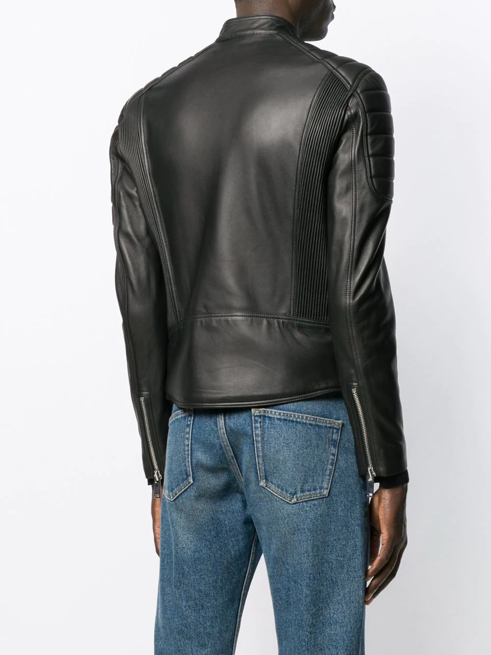 zipped biker jacket - 4