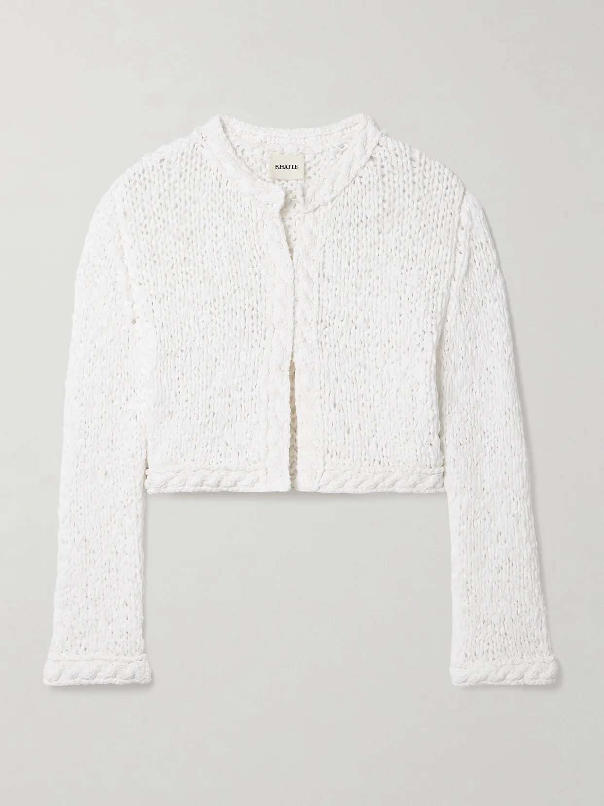 Genevieve Cropped Open-knit Cotton-blend Cardigan - 1