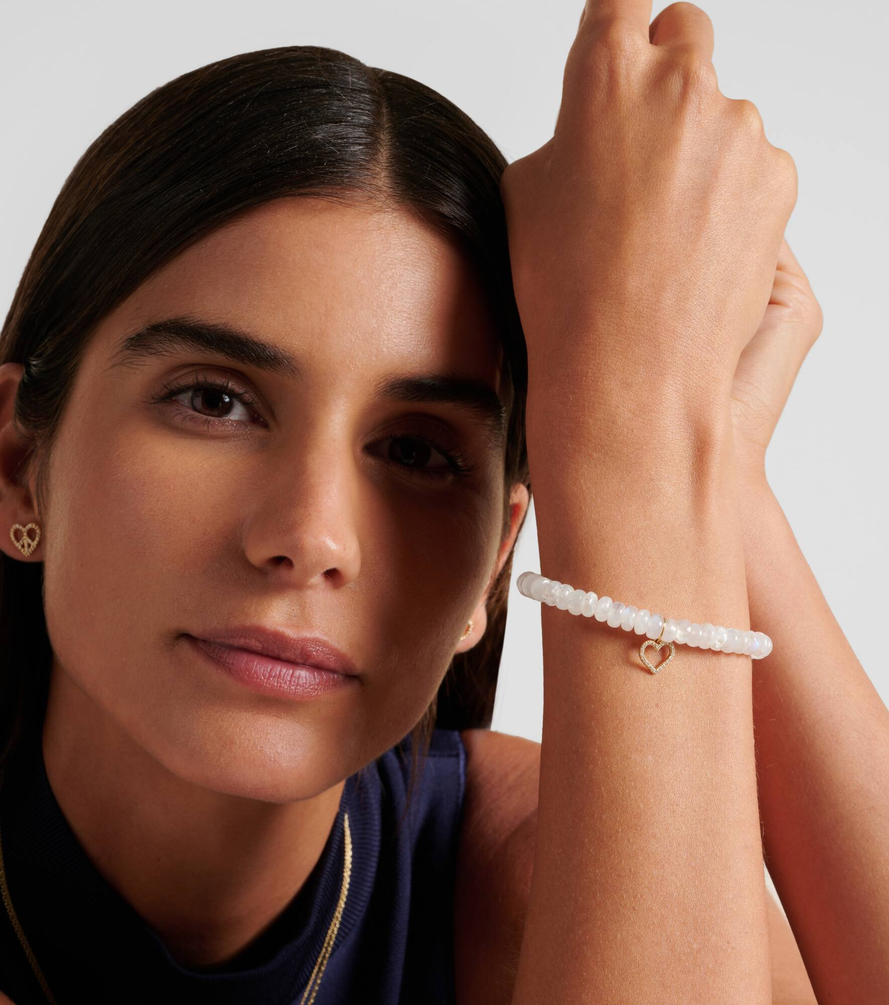 14kt gold and moonstone bracelet with diamonds - 2