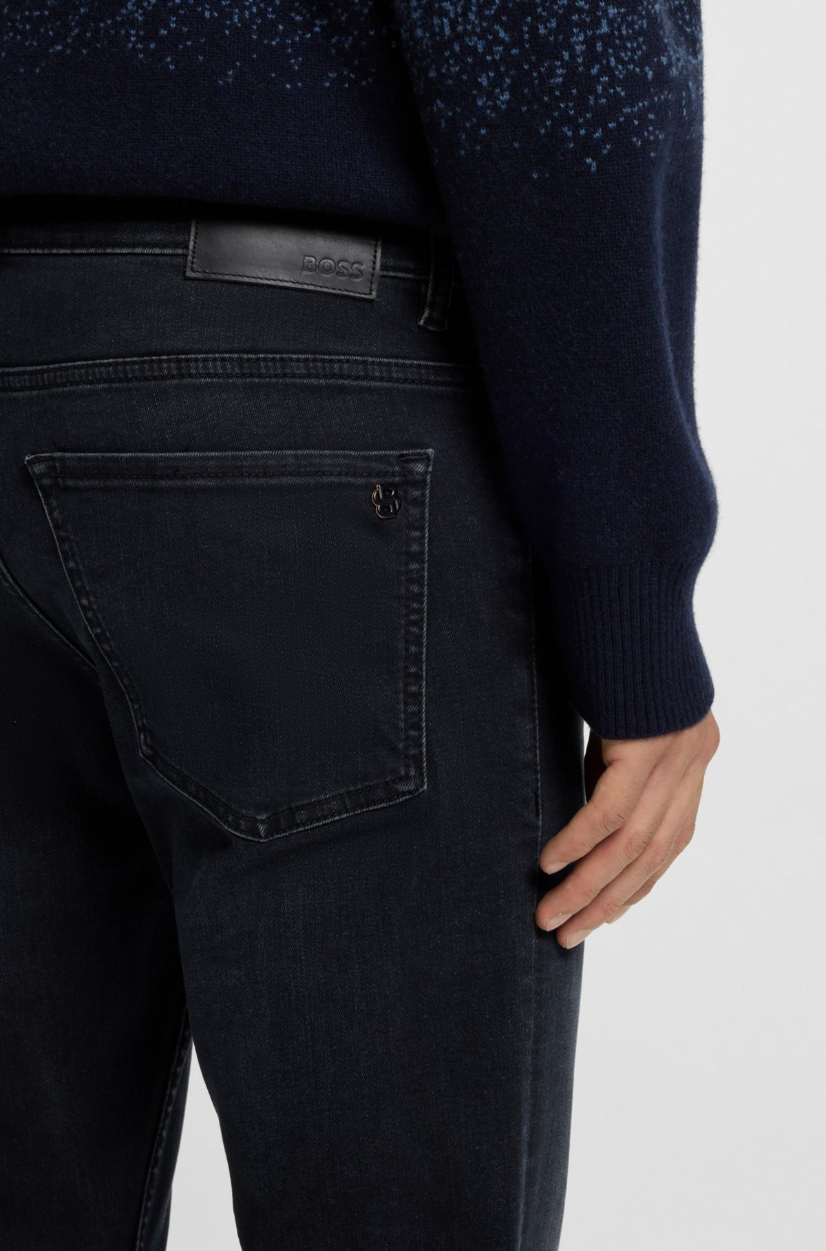 DELAWARE SLIM-FIT JEANS IN BLUE-BLACK SOFT-MOTION DENIM - 5