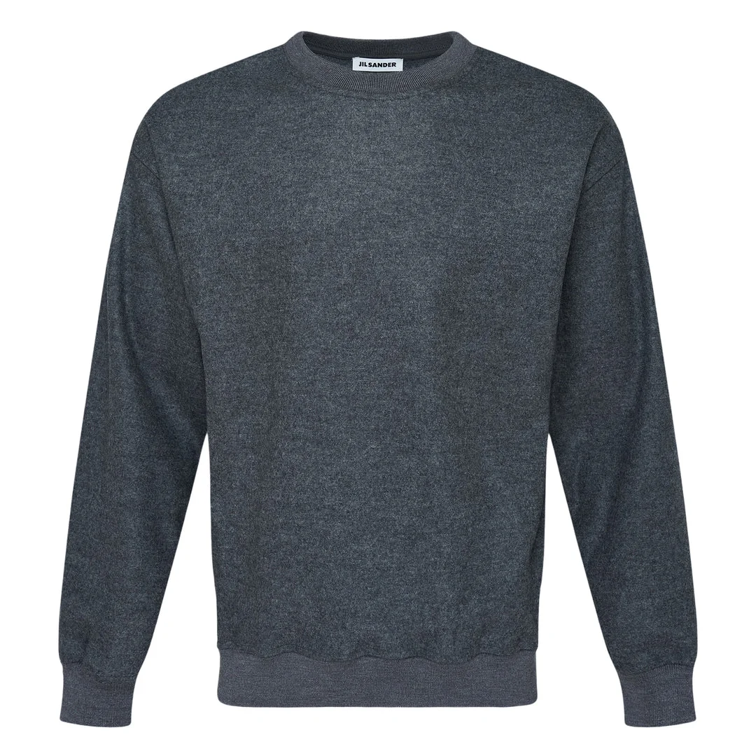 Wool Melton Long Sleeve Sweatshirt - 1