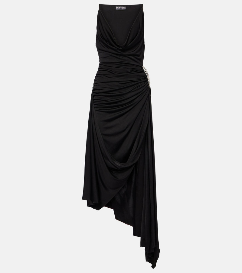 Asymmetric crystal-embellished gown - 1