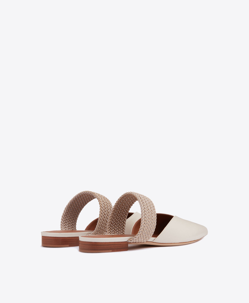 Maisie White Leather Flat Mules 3