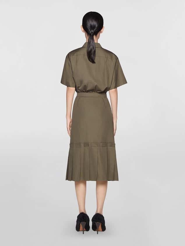 CHEMISIER COTTON POPLIN DRESS WITH PLEATED BOTTOM - 3
