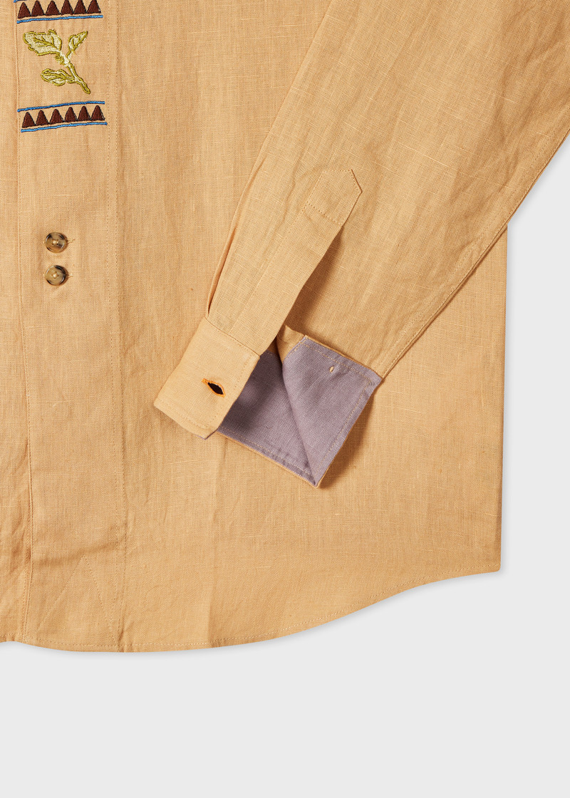 Peach Linen Embroidered Shirt 3
