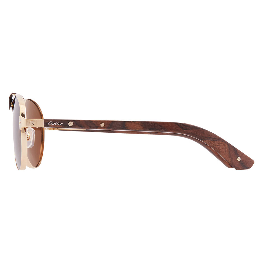 Cartier Santos de Cartier Polarized Brown Pilot Men's Sunglasses CT0495S 004 59 - 4