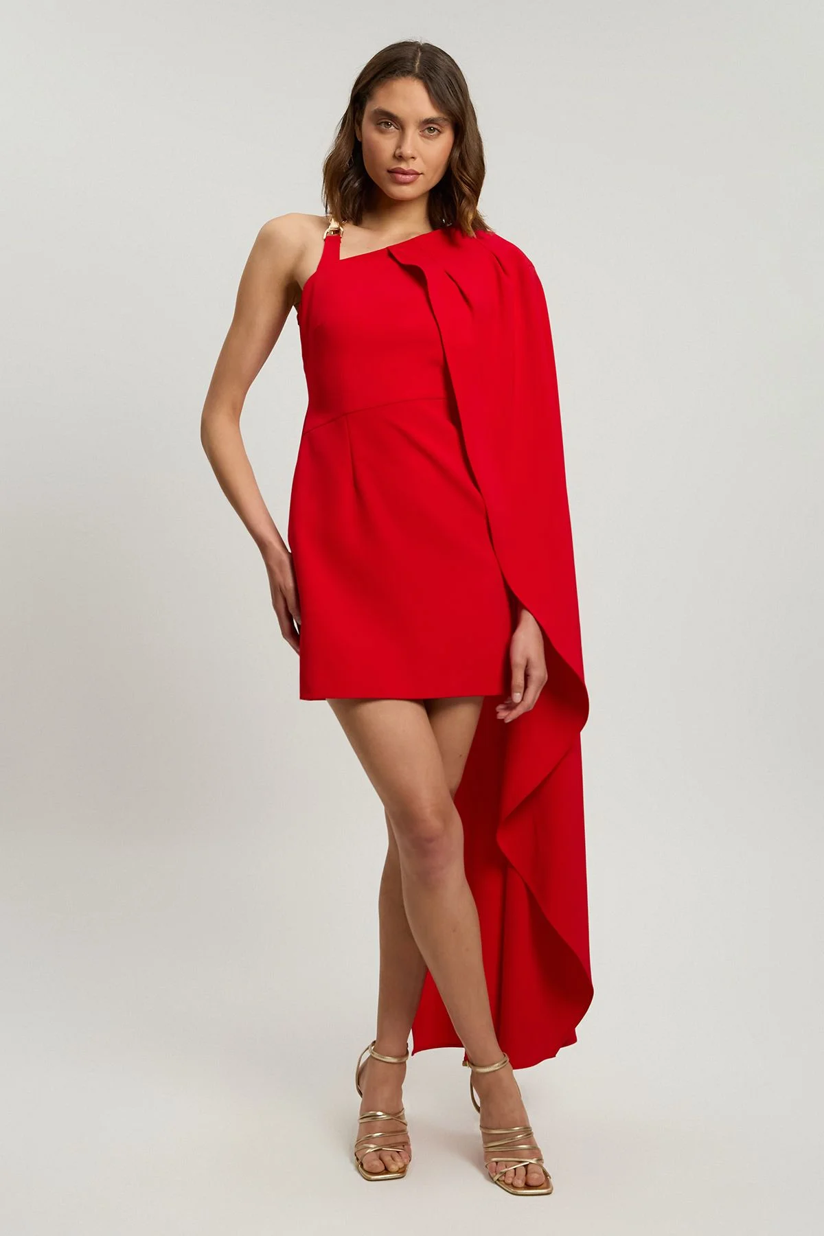 Compact Viscose Asymmetric Detail Mini Dress - 1