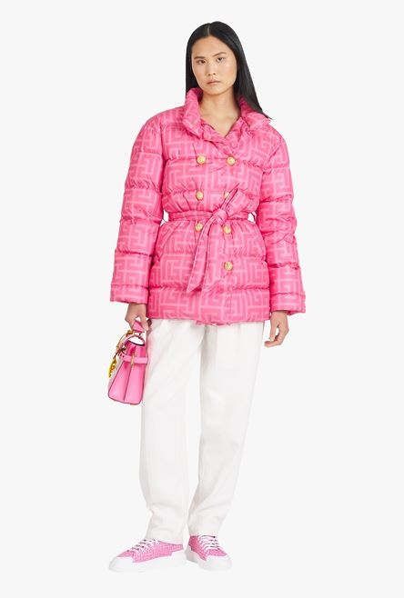 Balmain x Barbie - Nylon quilted coat with light pink monogram - 2