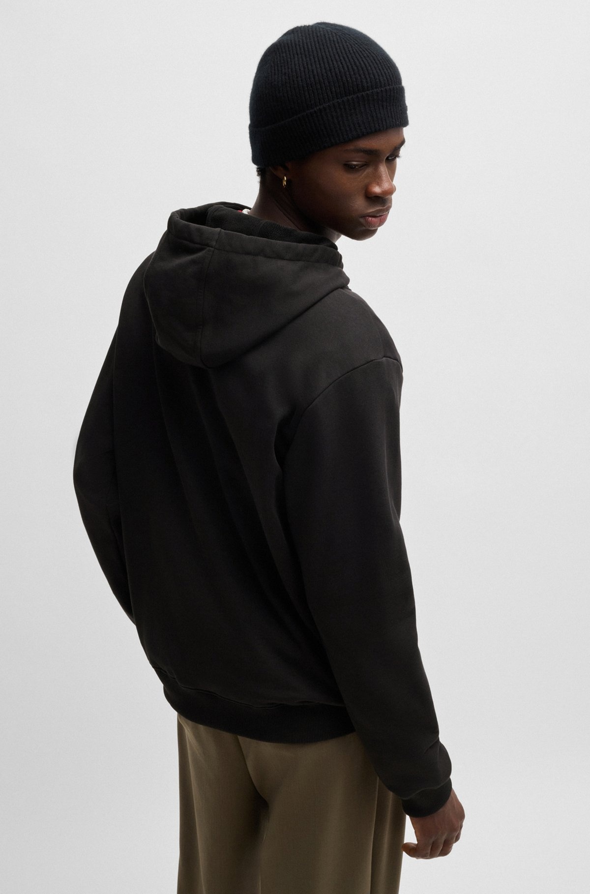 COTTON-TERRY HOODIE WITH STACKED LOGO PRINT - 5