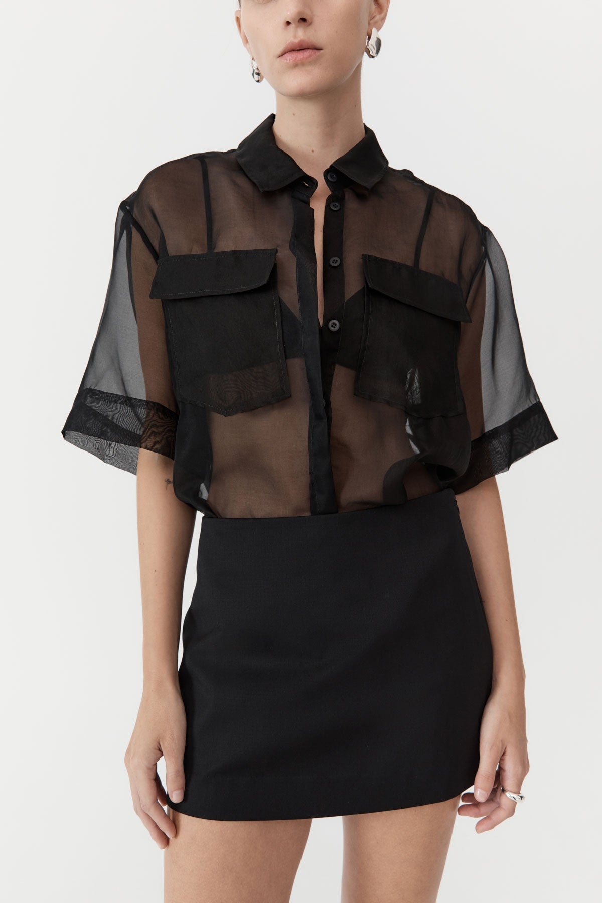 Utilitarian Pocket Mini Skirt - Black - 3