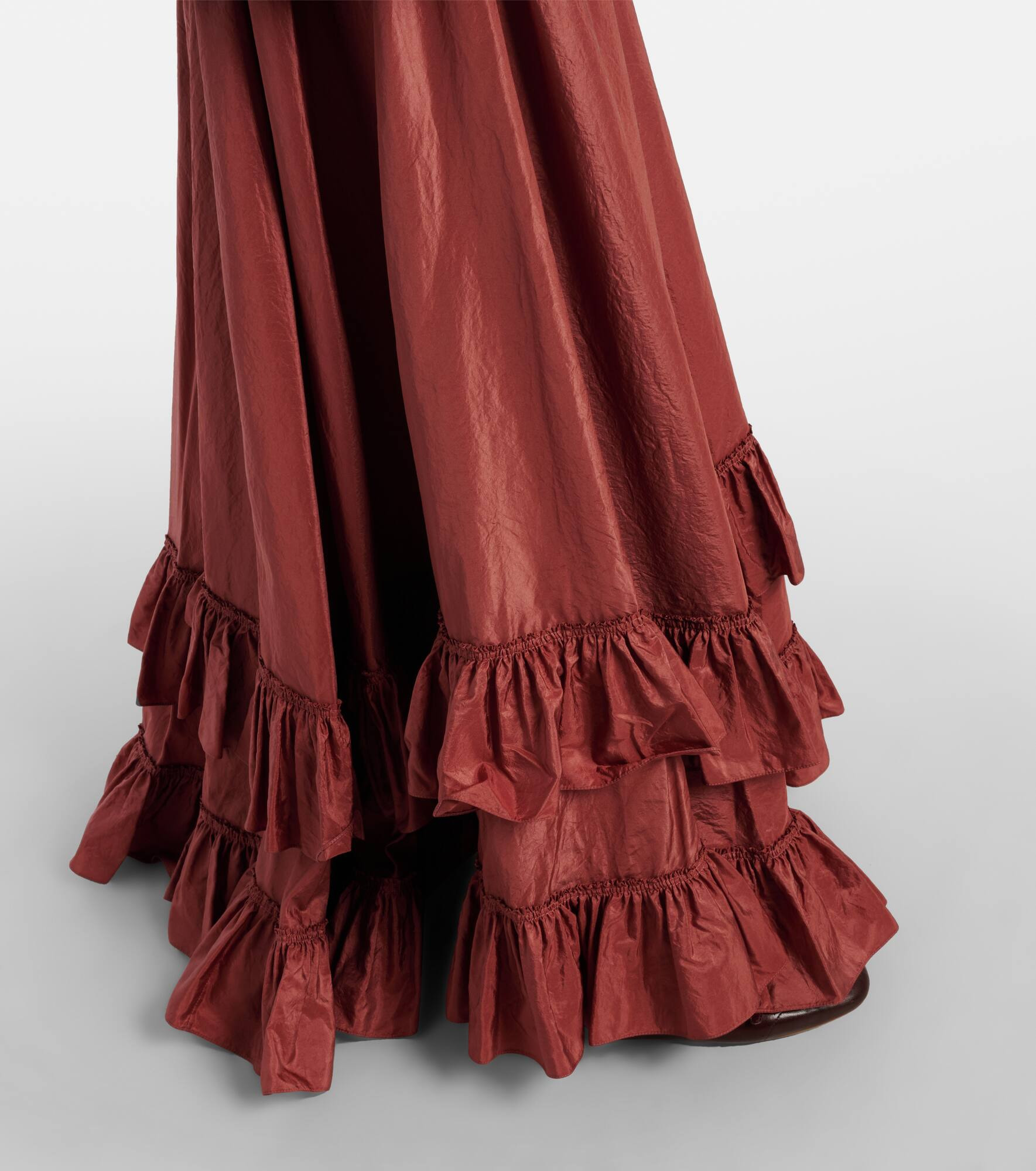 Tiered ruffled silk taffeta maxi skirt - 5