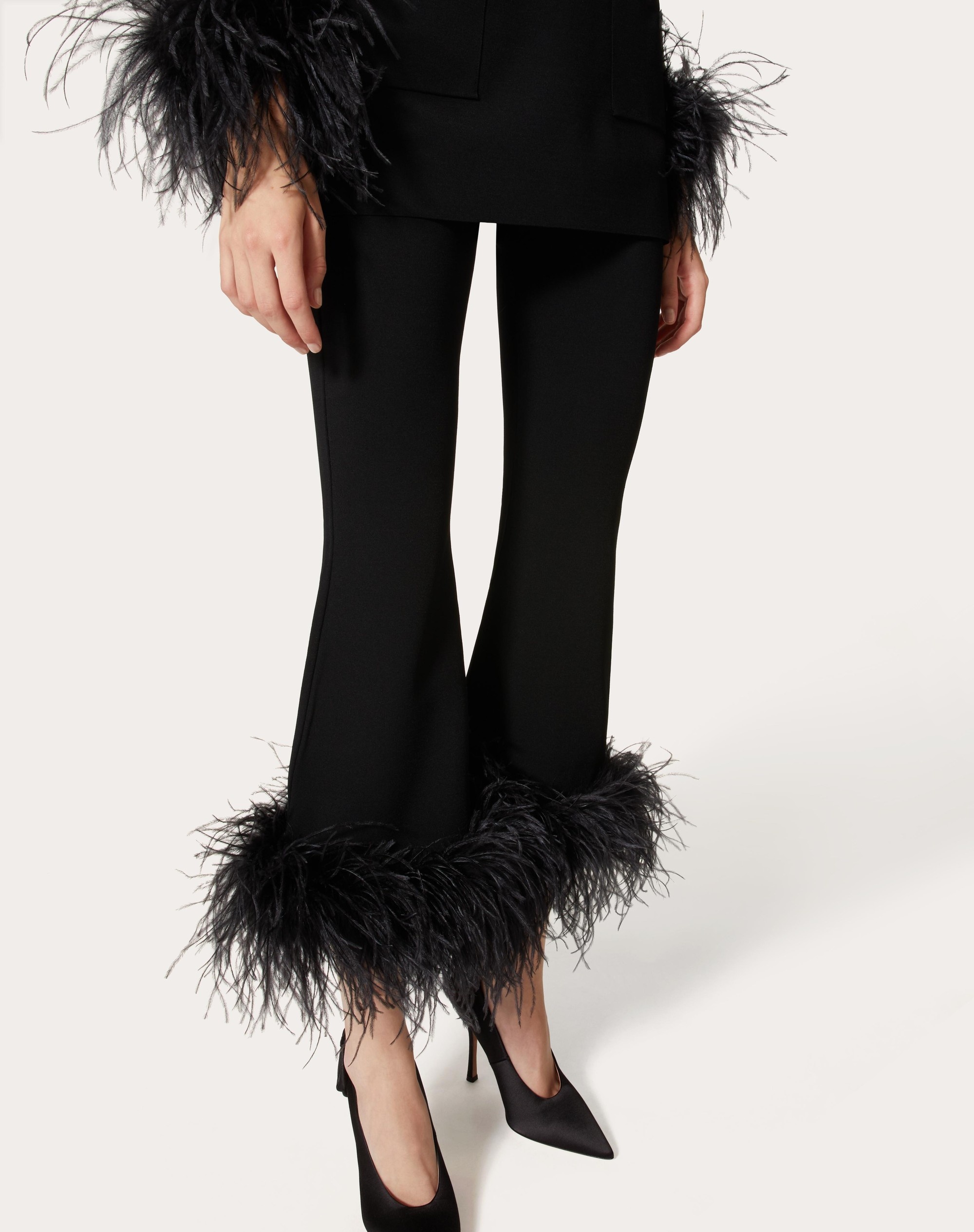 STRETCHED VISCOSE PANTS WITH FEATHERS - 5