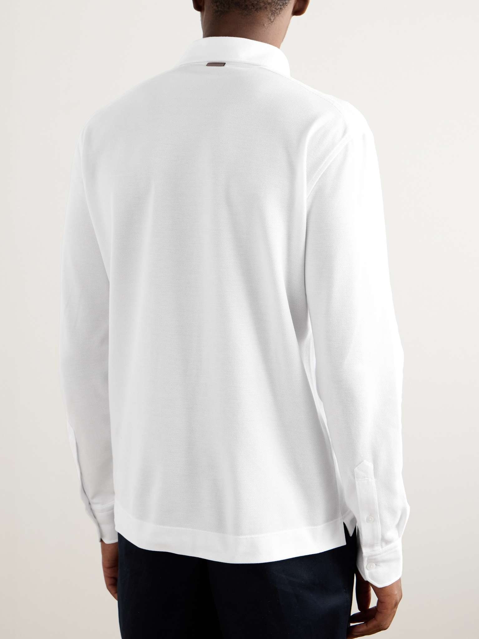 Slim-Fit Suede-Trimmed Cotton-Piqué Polo Shirt - 8