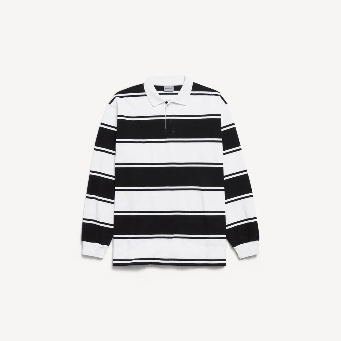 Men's Long Sleeve Polo in Black/white - 1