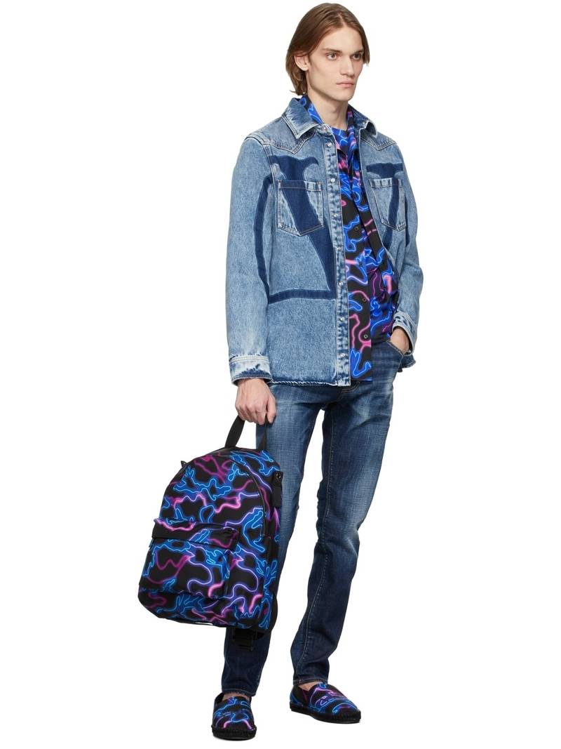 Valentino Black & Multicolor Canvas VLTN Espadrilles outlook