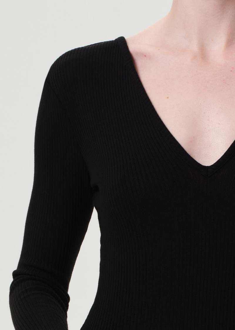 DARLA DOUBLE V BODYSUIT IN BLACK 5