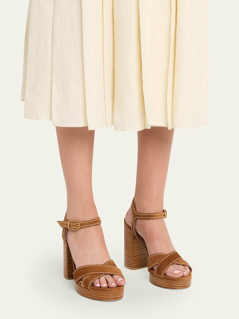 Stuart Weitzman 95mm Park Suede Platform Sandals outlook