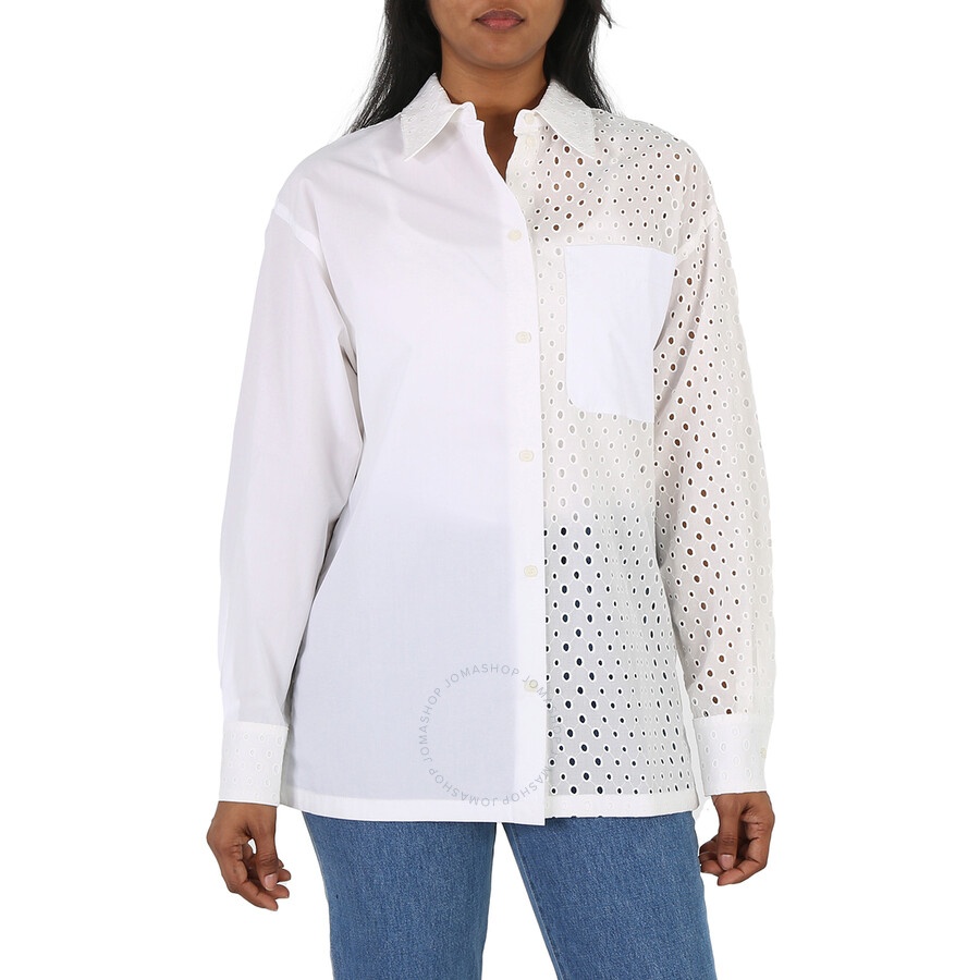 Kenzo Ladies Off White Broderie Anglaise Long-Sleeve Cotton Shirt - 3