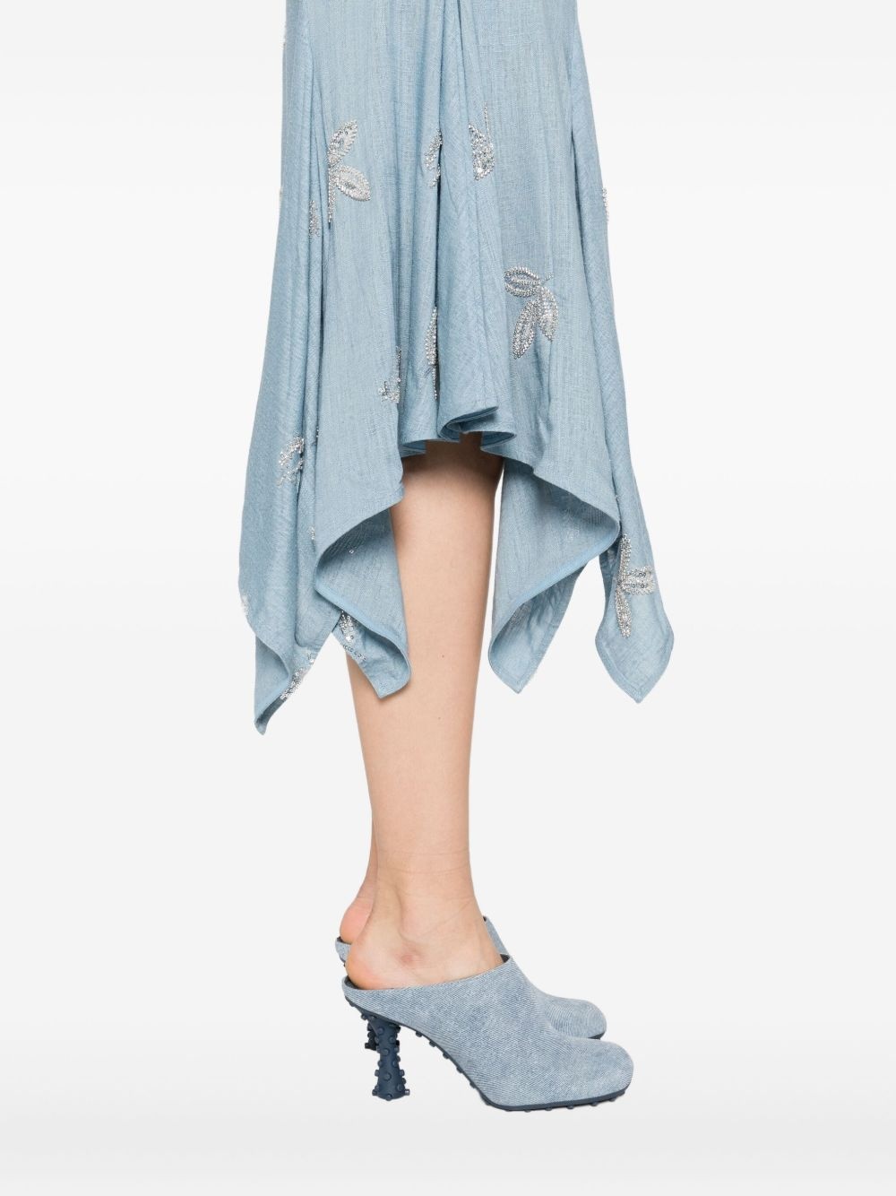cowl-neck embroidered midi dress - 5