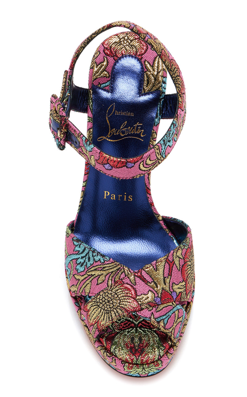 Christian Louboutin Cora 100 Jacquard Florea Sandals pink outlook