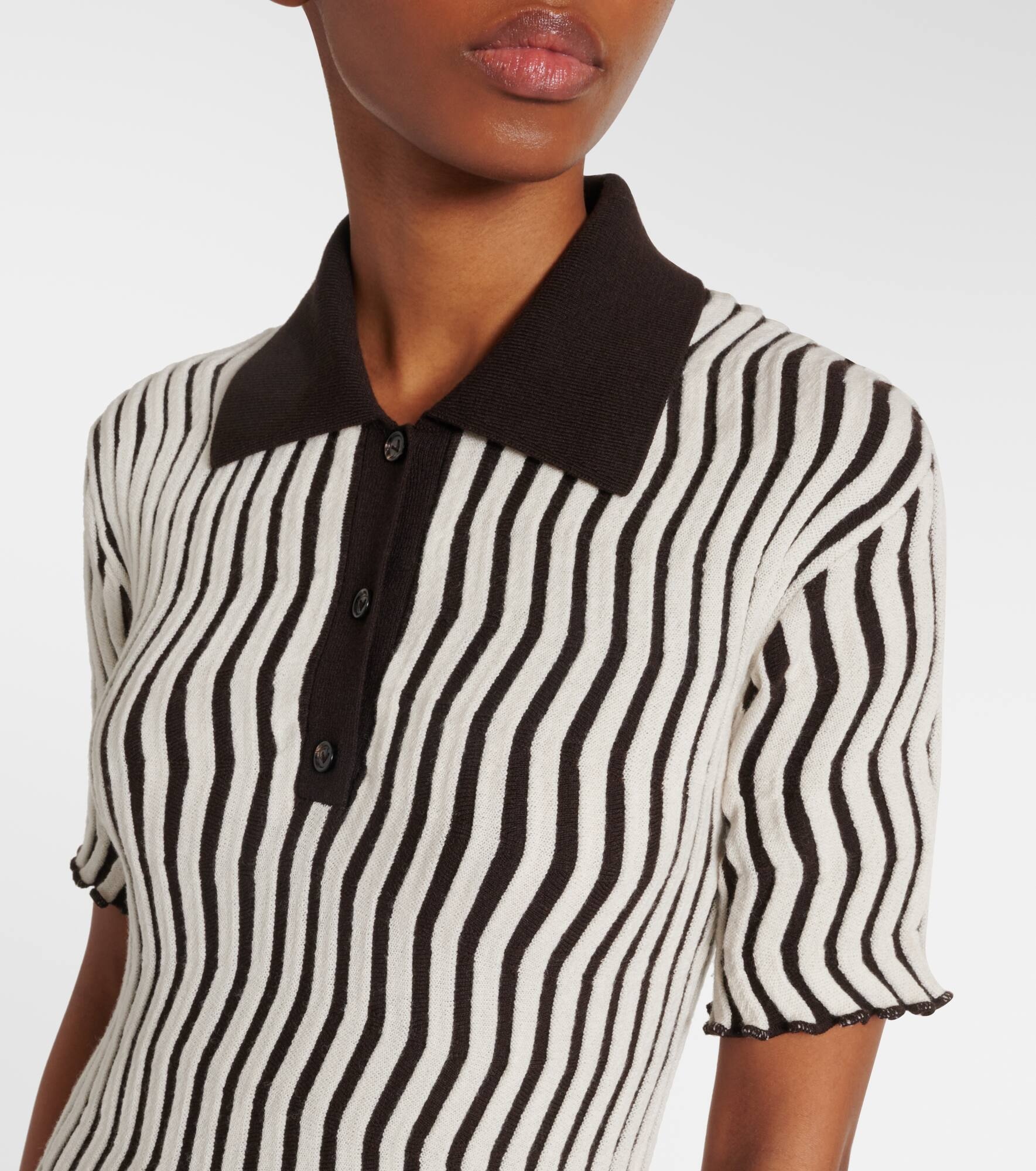 Striped wool polo dress - 4
