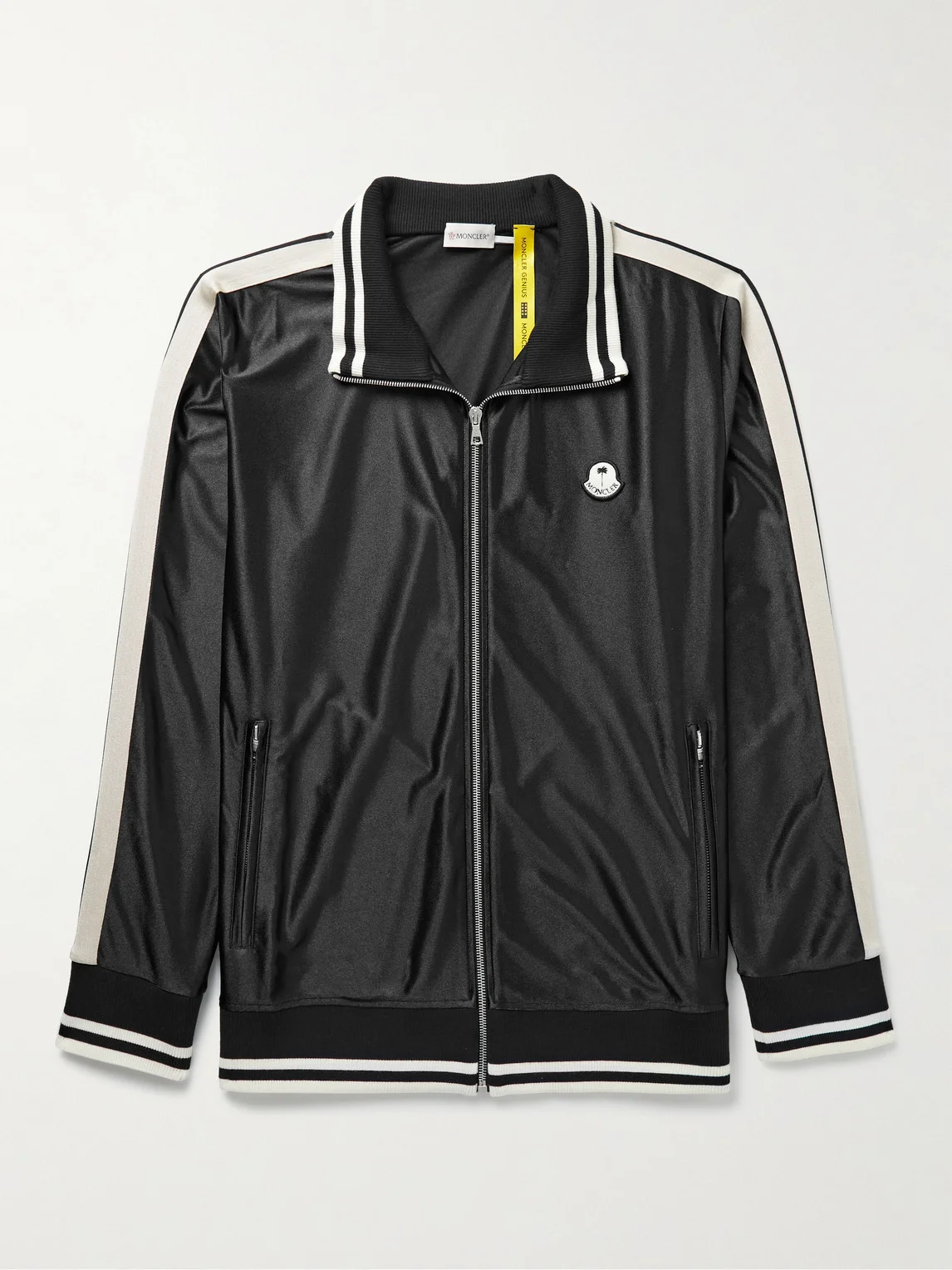 8 Palm Angels Logo-Appliquéd Striped Satin-Jersey Track Jacket - 1
