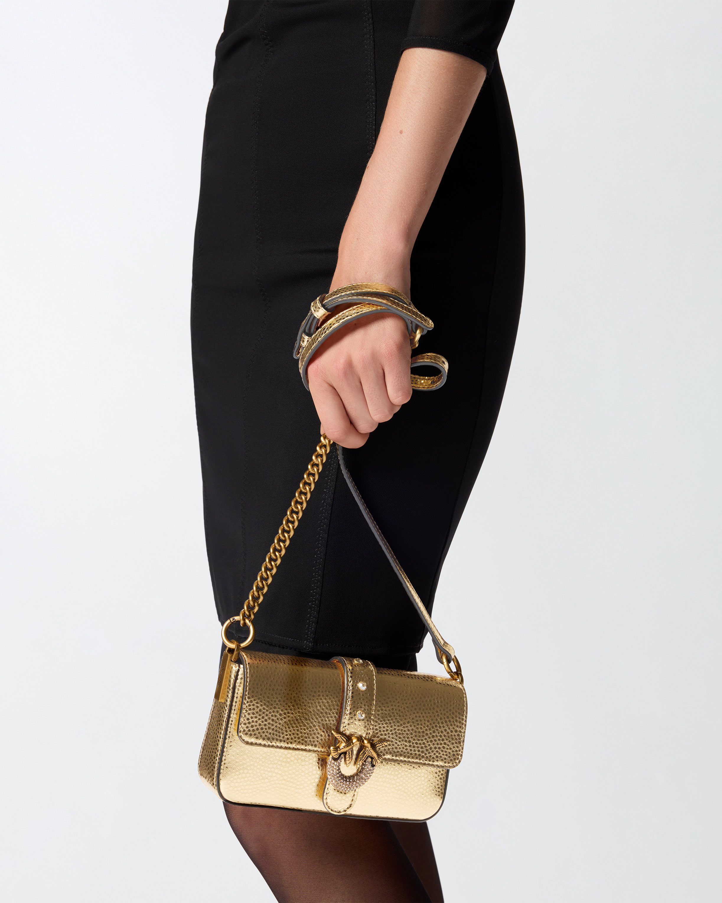 BABY SHOULDER BAG IN TUMBLED LAMINATED LEATHER - 6