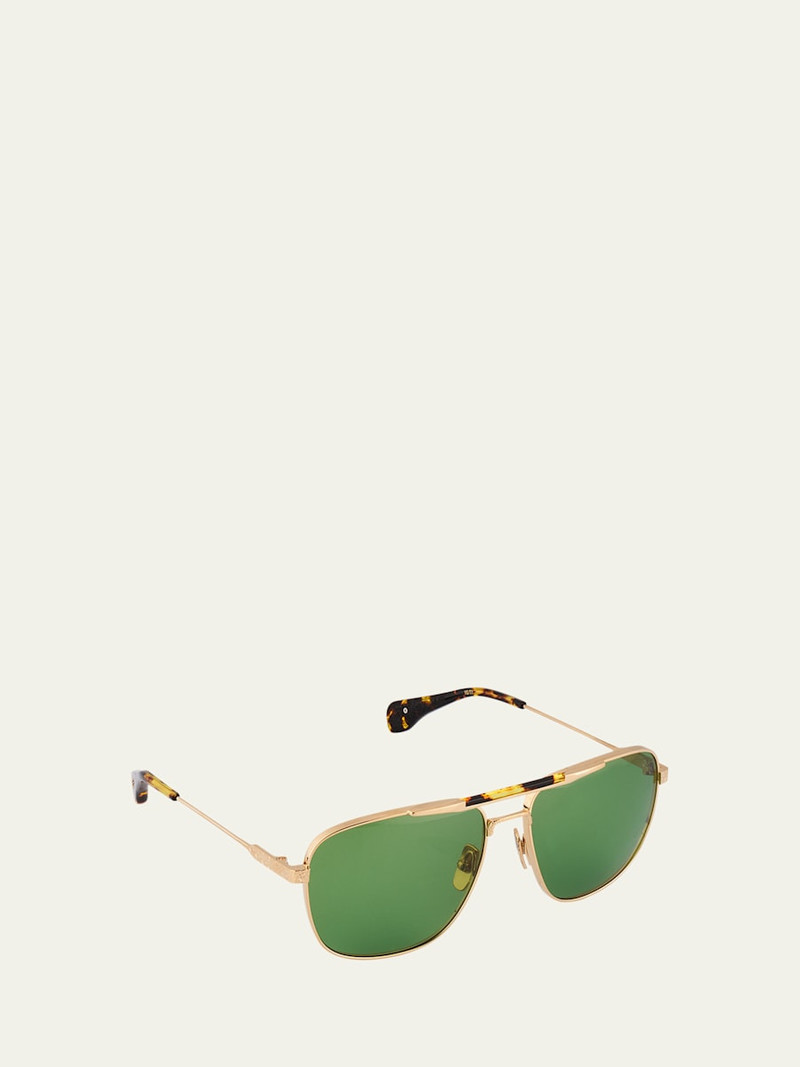 HOORSENBUHS® Tortoise & Golden Titanium Aviator Sunglasses outlook