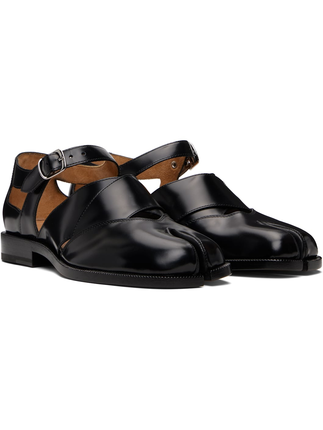 Black Tabi Leather Sandals - 4