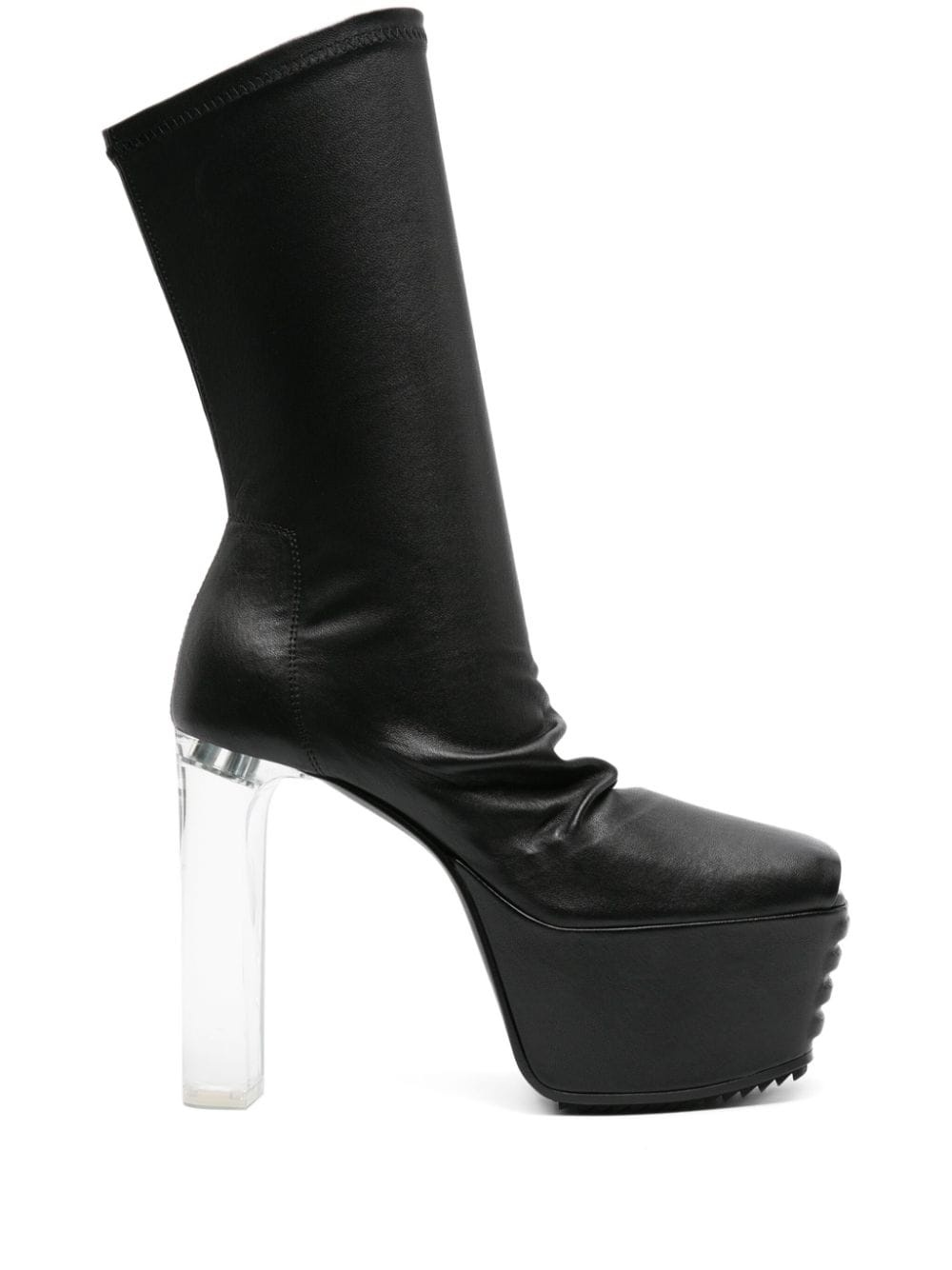 peep-toe leather mid-calf boots - 1
