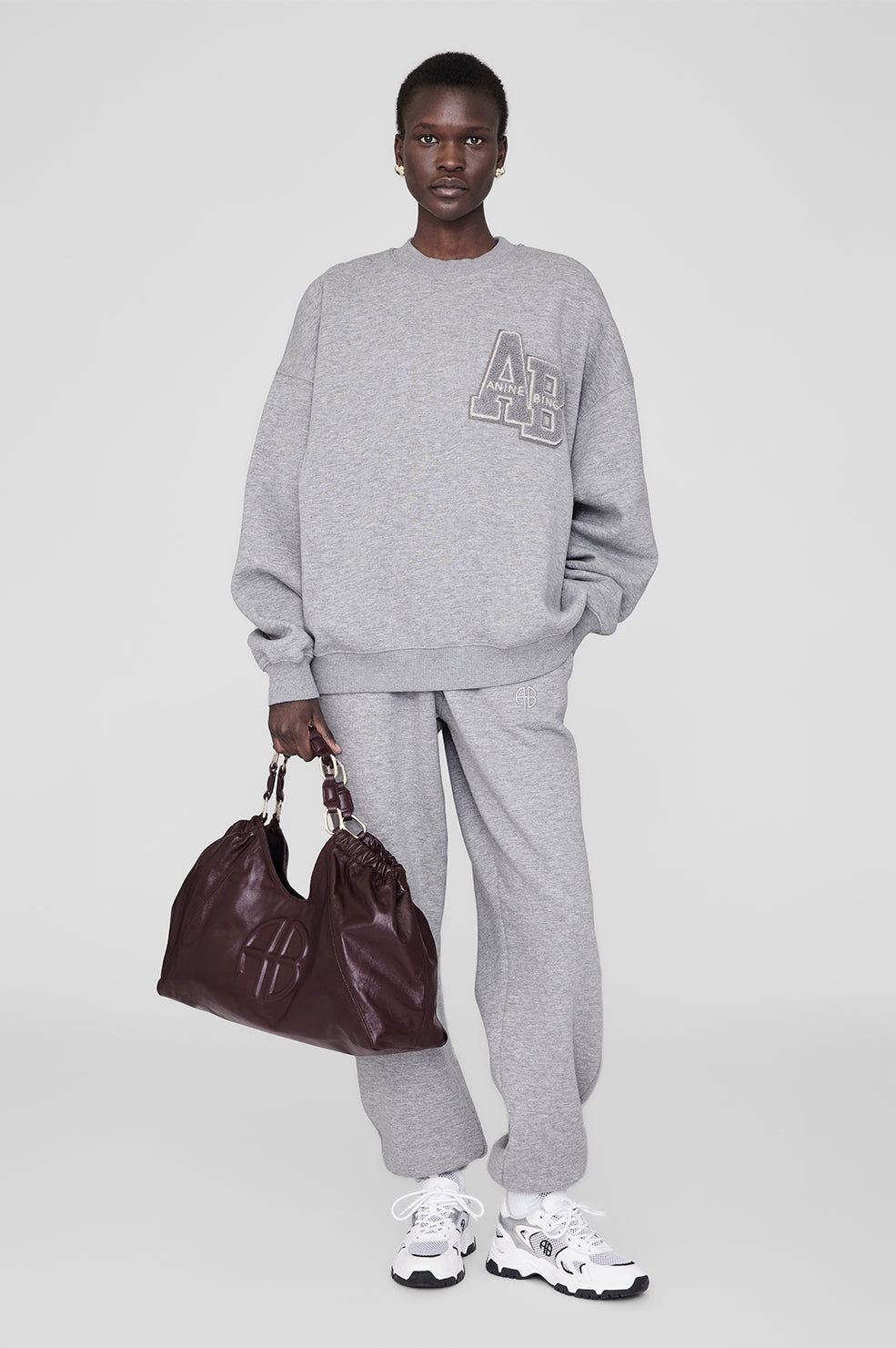 Miles Oversized Sweatshirt Letterman - Medium Heather Grey - 5
