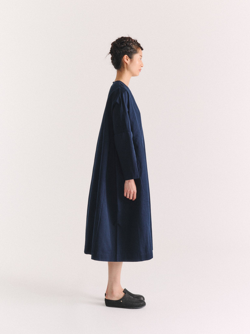 PYJ ROUCH DRESS - TWILL - NAVY 3